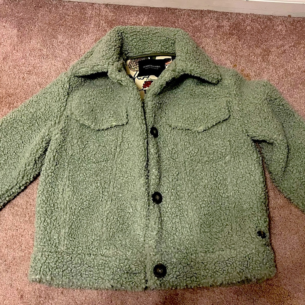 Scotch and Soda Girls Sherpa jacket in green